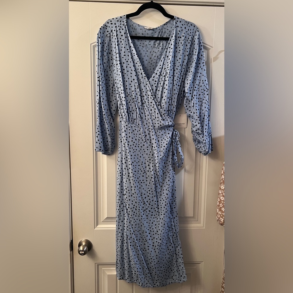 New Size XL Blue and black wrap dress